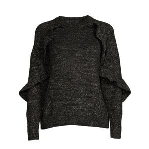 Women's Shimmering Ruffle Sweater Top Shirt Size L